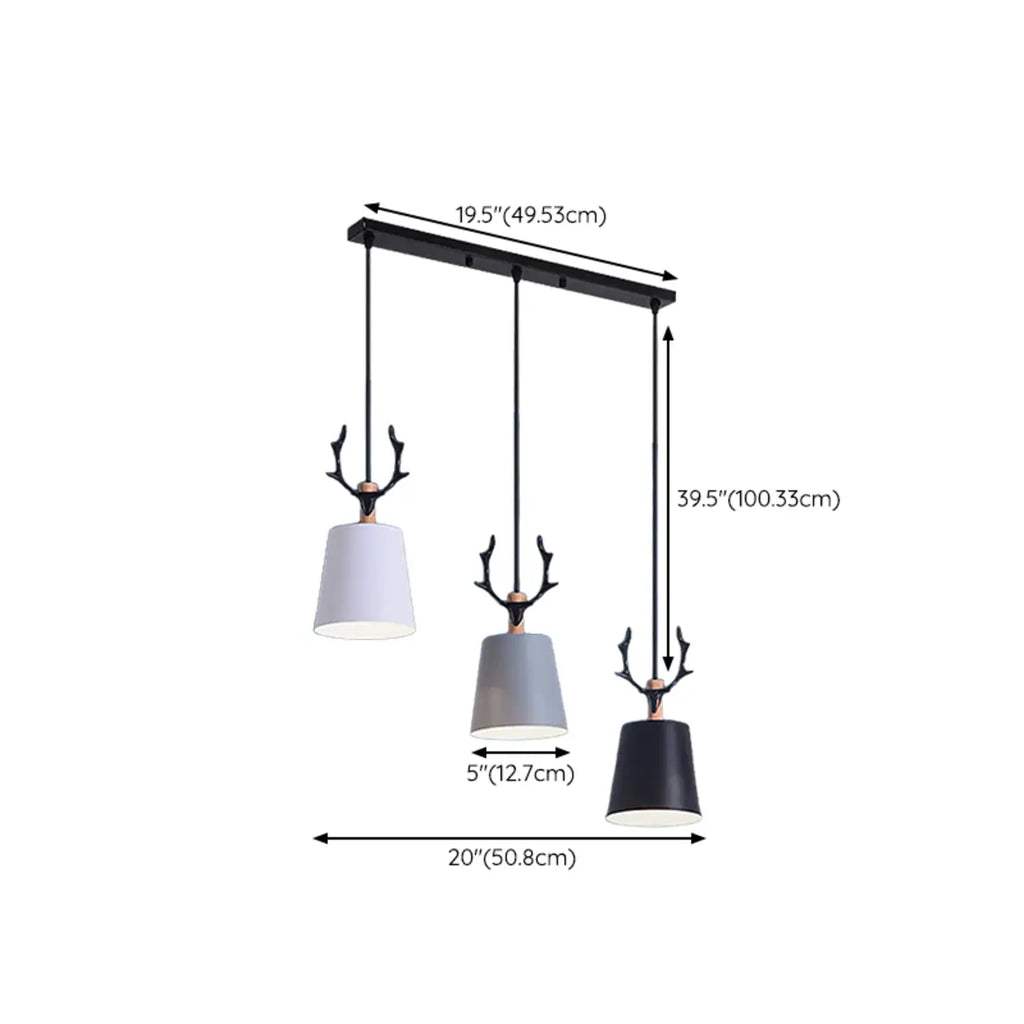 3-Light Modern Metal Cone Island Pendant Light for Kitchen