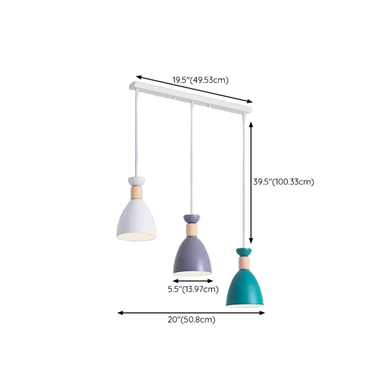3-Light Modern Metal Cone Island Pendant Light for Kitchen