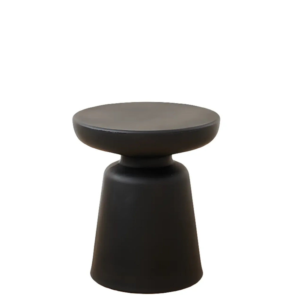 Simple Red Round End Table with Drum Base