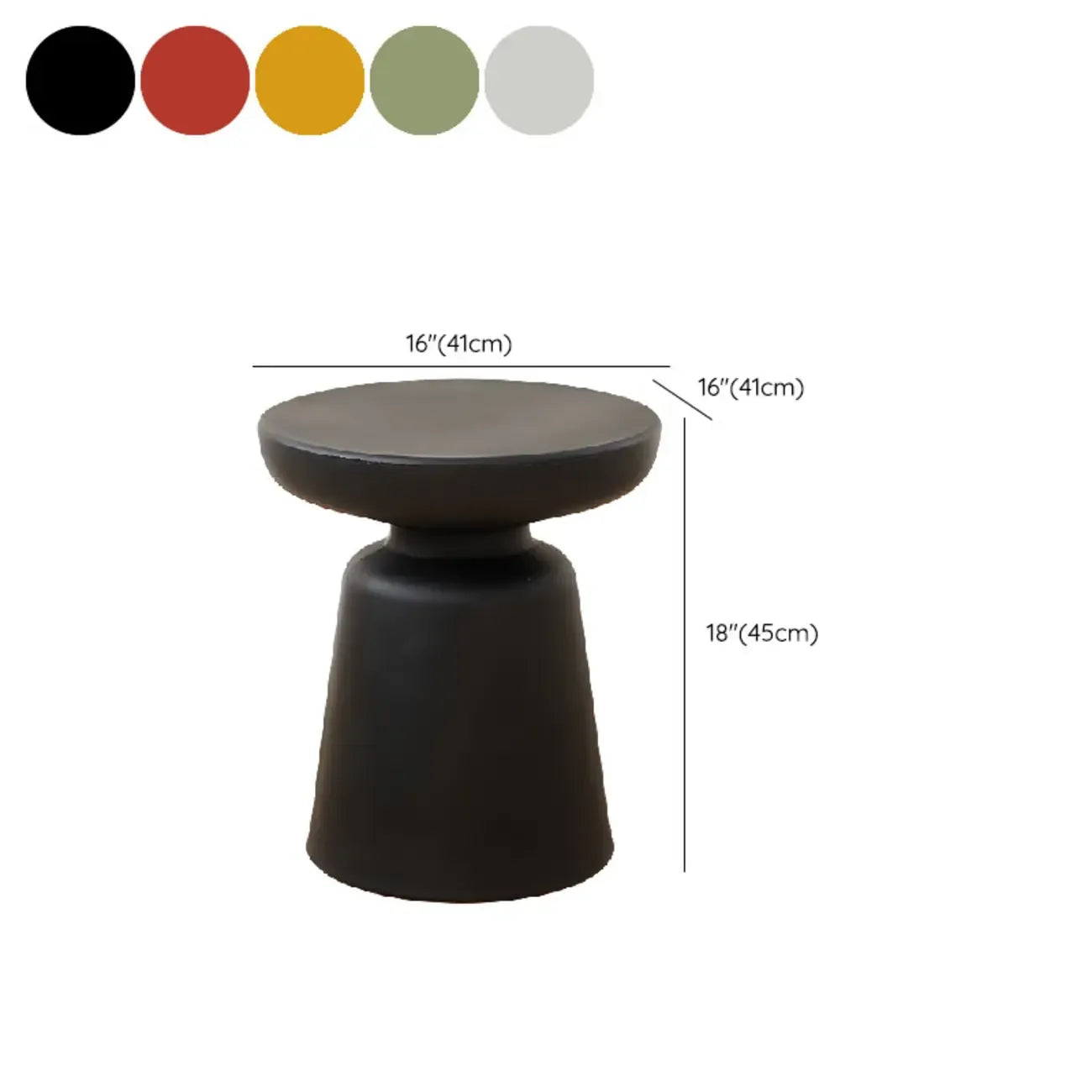 Simple Red Round End Table with Drum Base