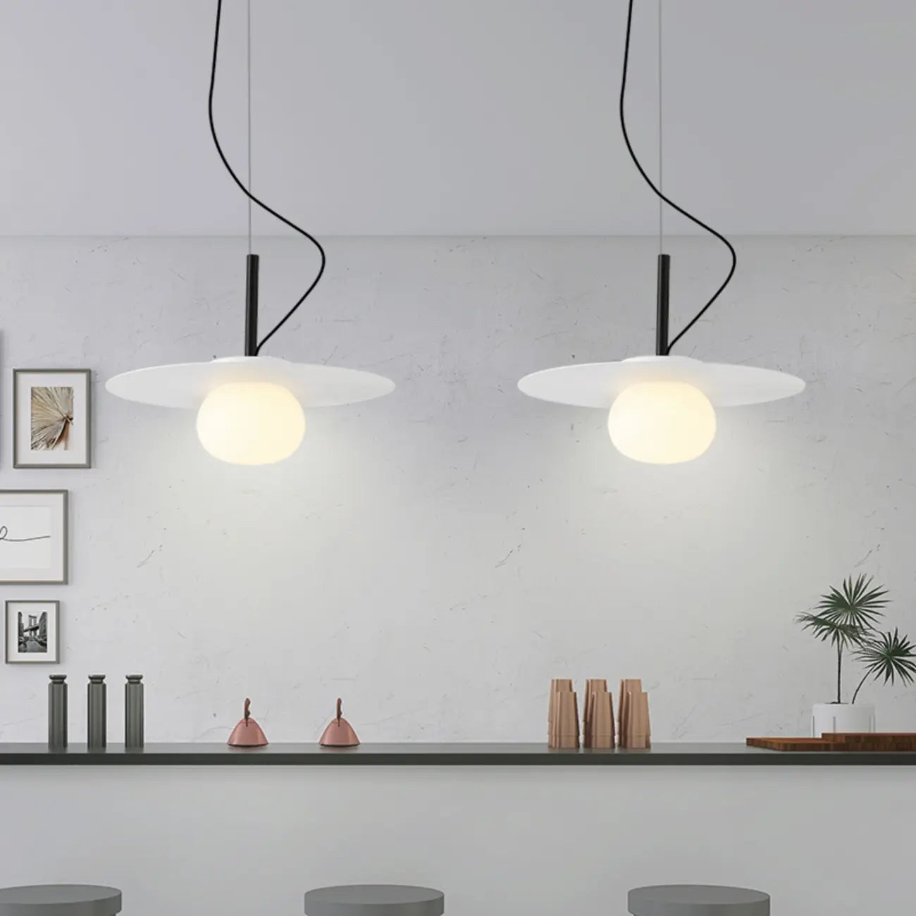 Elegant Modern White Resin Pendant Light for Dining Island