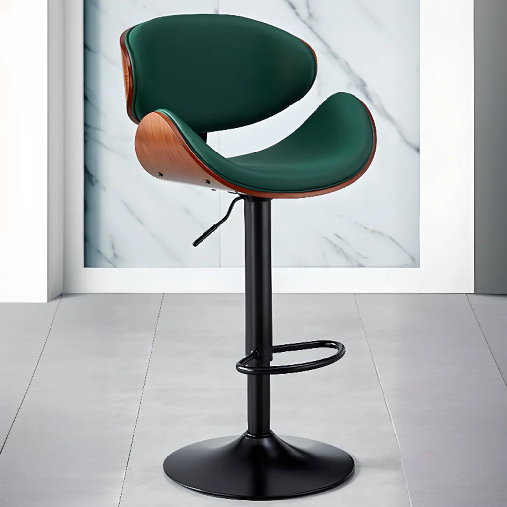 Bucket Adjustable Swivel Leather Bar Stools