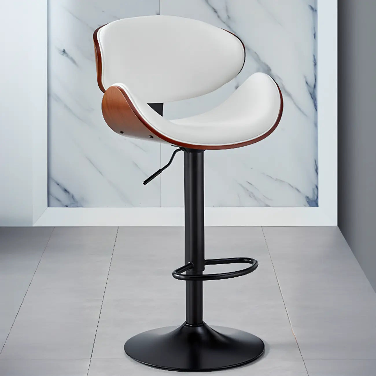 Bucket Adjustable Swivel Leather Bar Stools