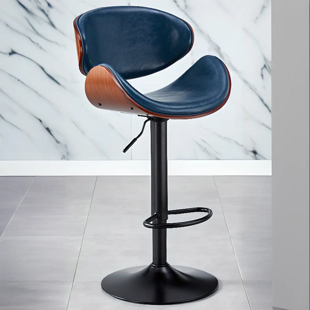 Bucket Adjustable Swivel Leather Bar Stools
