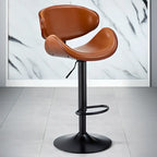 Bucket Adjustable Swivel Leather Bar Stools