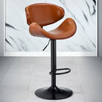 Bucket Adjustable Swivel Leather Bar Stools