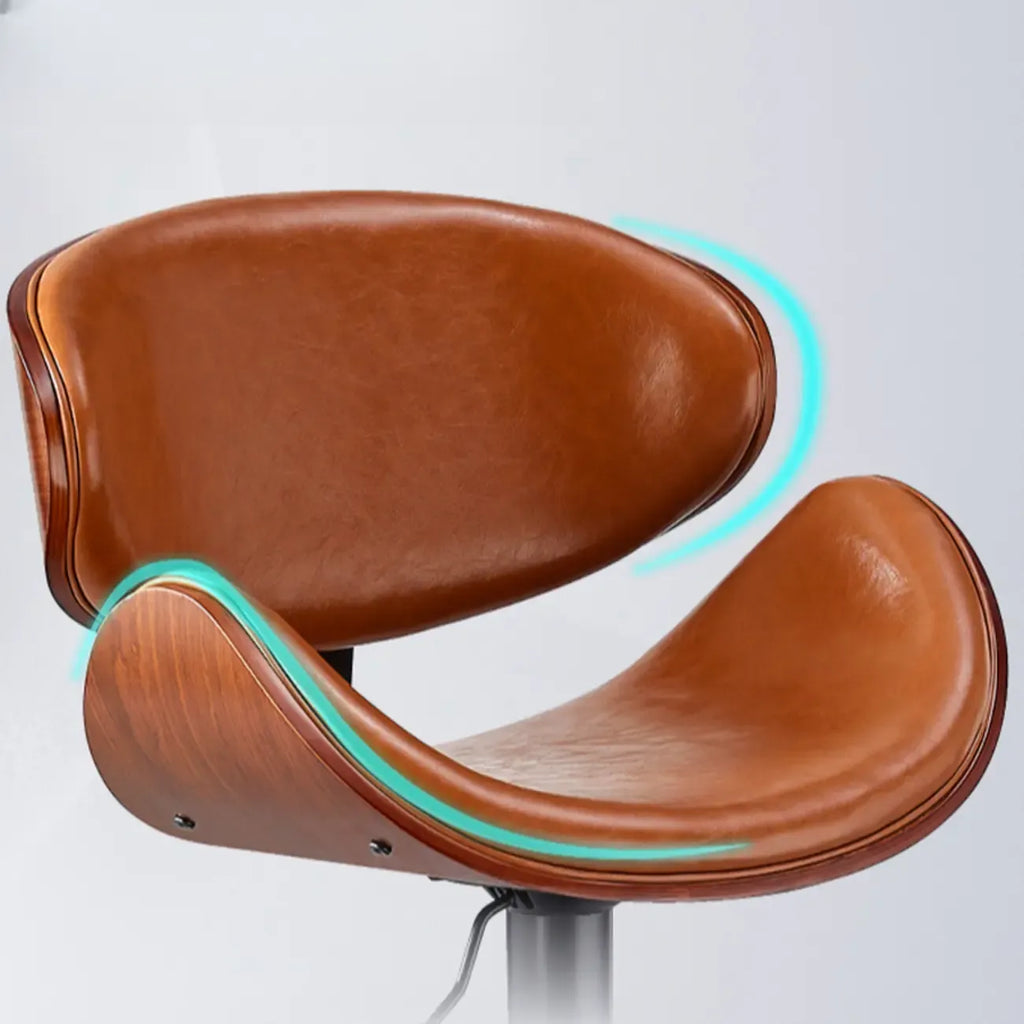 Bucket Adjustable Swivel Leather Bar Stools