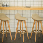 Scandinavian Wood Plush Seat Comfy Design Bar Stool