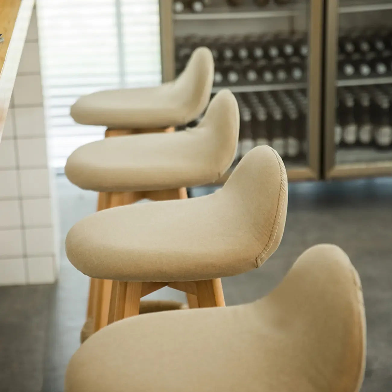 Scandinavian Wood Plush Seat Comfy Design Bar Stool