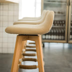 Scandinavian Wood Plush Seat Comfy Design Bar Stool