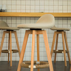 Scandinavian Wood Plush Seat Comfy Design Bar Stool