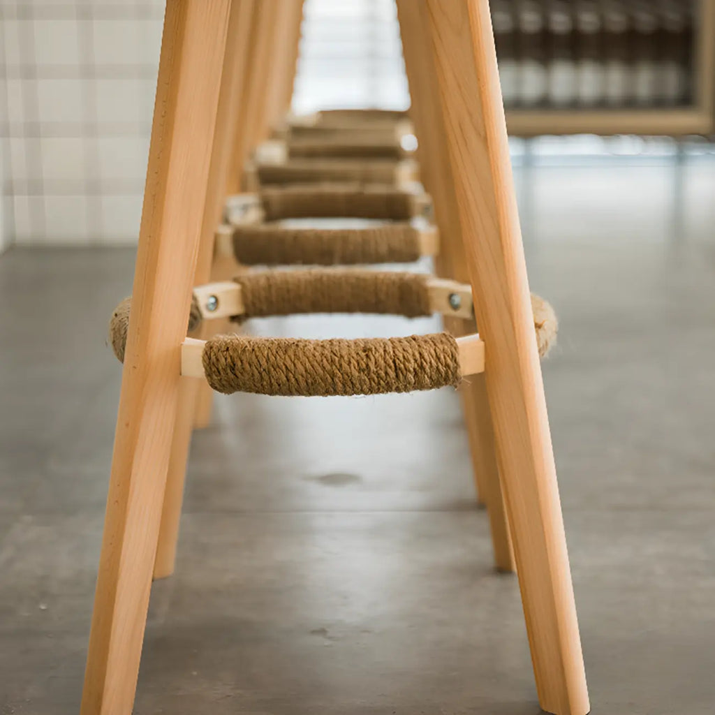 Scandinavian Wood Plush Seat Comfy Design Bar Stool