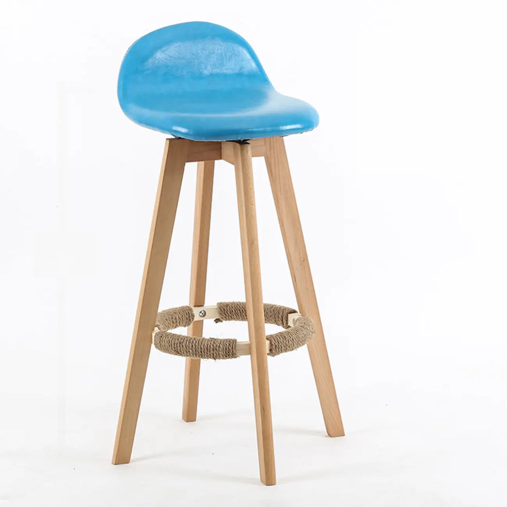 Scandinavian Wood Plush Seat Comfy Design Bar Stool