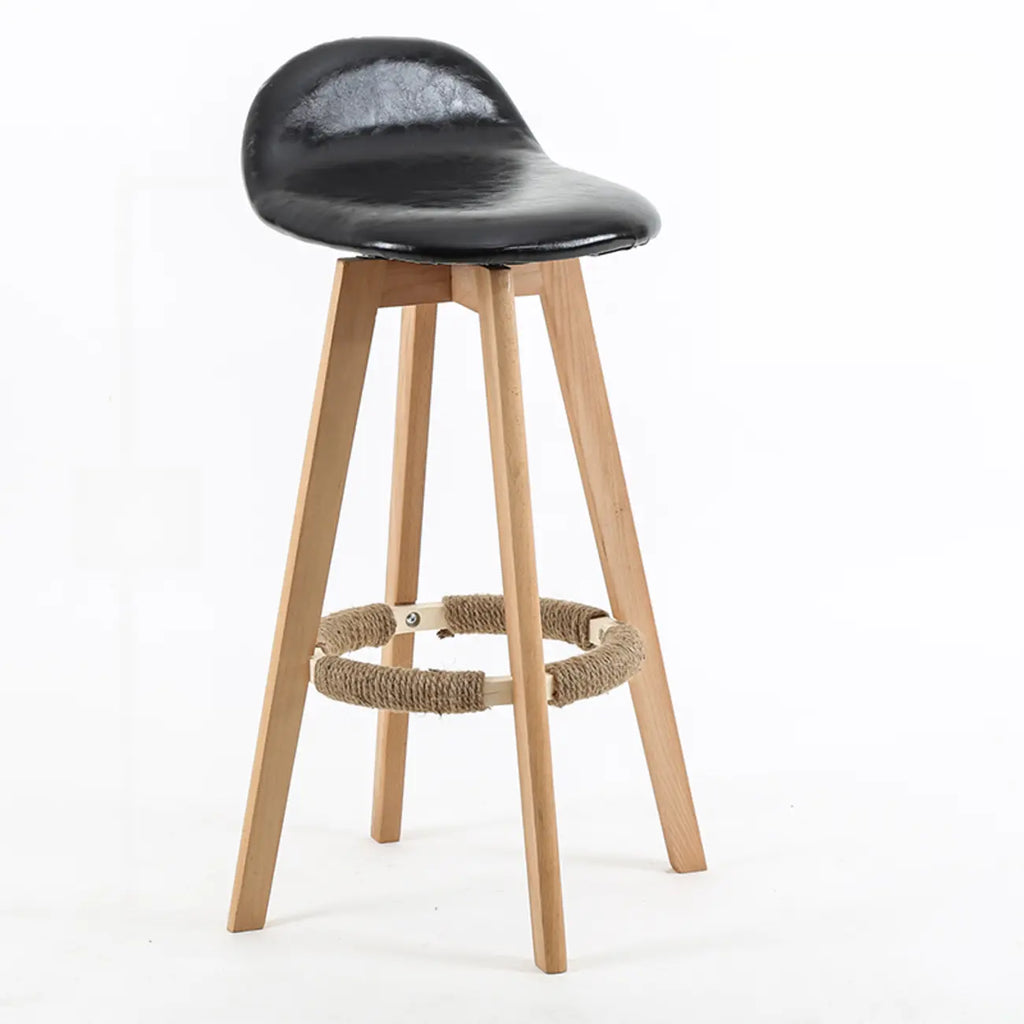 Scandinavian Wood Plush Seat Comfy Design Bar Stool