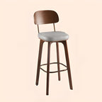 Mid-Century Modern Leather Square Bar Height Stools with Backs