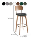 Mid-Century Modern Leather Square Bar Height Stools with Backs