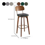 Mid-Century Modern Leather Square Bar Height Stools with Backs