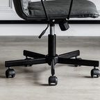 Elegant Grey Leather Metal Swivel Office Chair with Casters