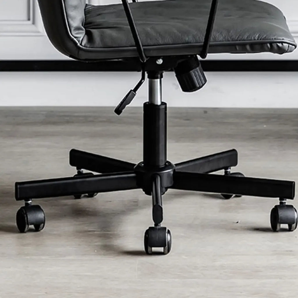 Elegant Grey Leather Metal Swivel Office Chair with Casters
