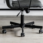 Elegant Grey Leather Metal Swivel Office Chair with Casters
