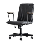 Elegant Grey Leather Metal Swivel Office Chair with Casters