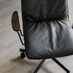 Elegant Grey Leather Metal Swivel Office Chair with Casters