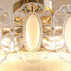 Elegant Glass Drum Shape Golden Semi Flush Light