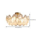 Elegant Glass Drum Shape Golden Semi Flush Light