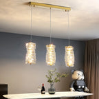 Cylinder Crystal Island Pendant Light Dimmable LED for Kitchen