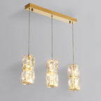 Cylinder Crystal Island Pendant Light Dimmable LED for Kitchen