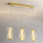 Cylinder Crystal Island Pendant Light Dimmable LED for Kitchen