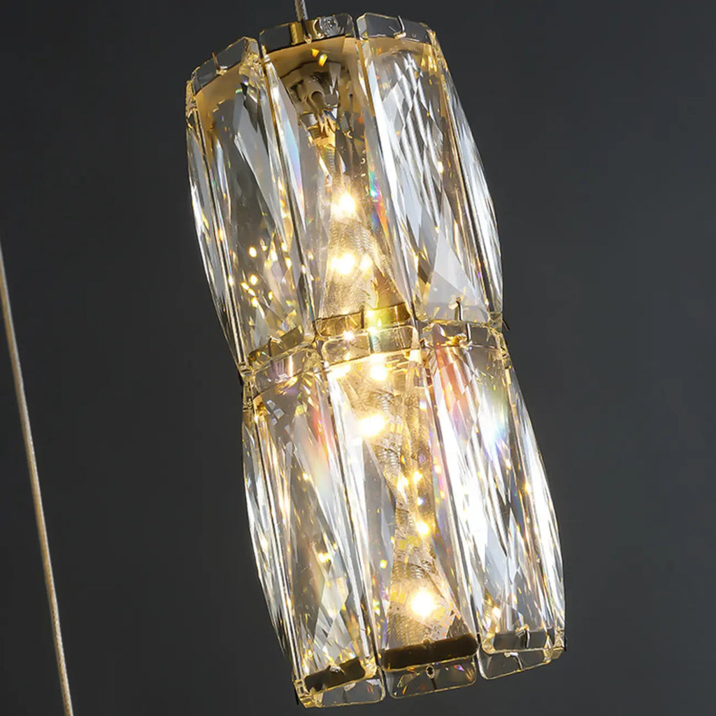 Cylinder Crystal Island Pendant Light Dimmable LED for Kitchen