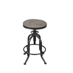 Industrial Round Adjustable Wooden Metal Bar Stools With Backs