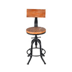 Industrial Round Adjustable Wooden Metal Bar Stools With Backs