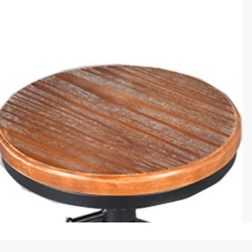 Industrial Round Adjustable Wooden Metal Bar Stools With Backs