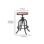 Industrial Round Adjustable Wooden Metal Bar Stools With Backs