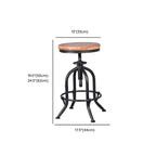 Industrial Round Adjustable Wooden Metal Bar Stools With Backs