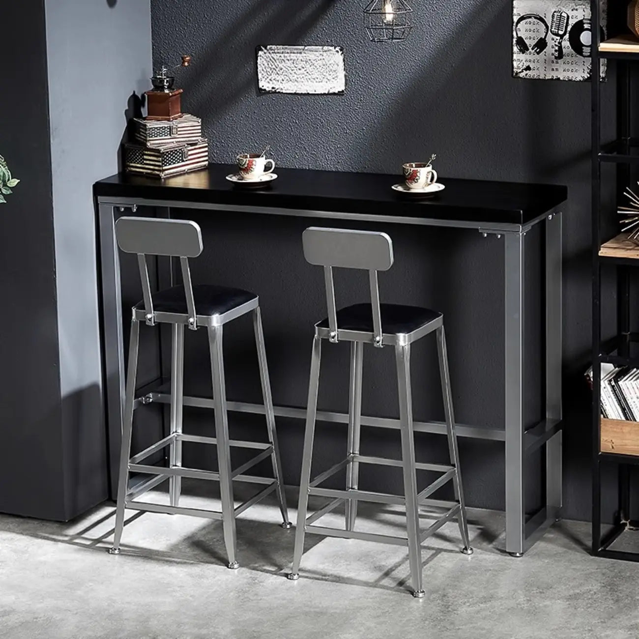 Old School Pine Coal Bistro Table with Foot Platform