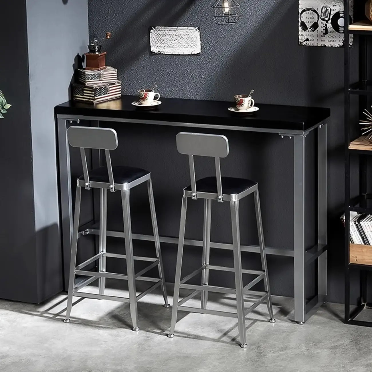 Old School Pine Coal Bistro Table with Foot Platform
