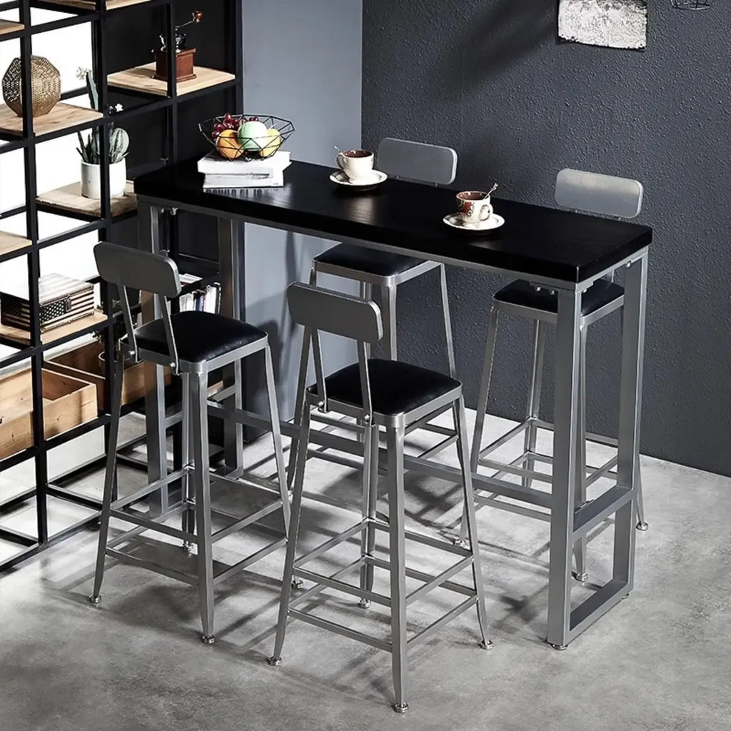 Old School Pine Coal Bistro Table with Foot Platform