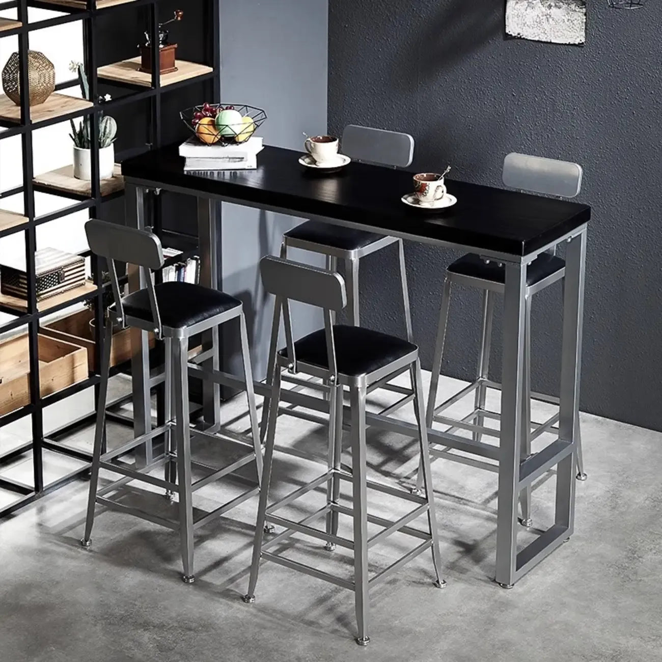 Old School Pine Coal Bistro Table with Foot Platform