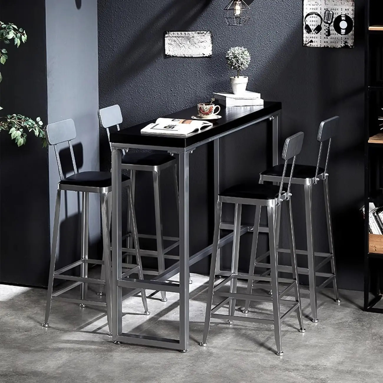 Old School Pine Coal Bistro Table with Foot Platform
