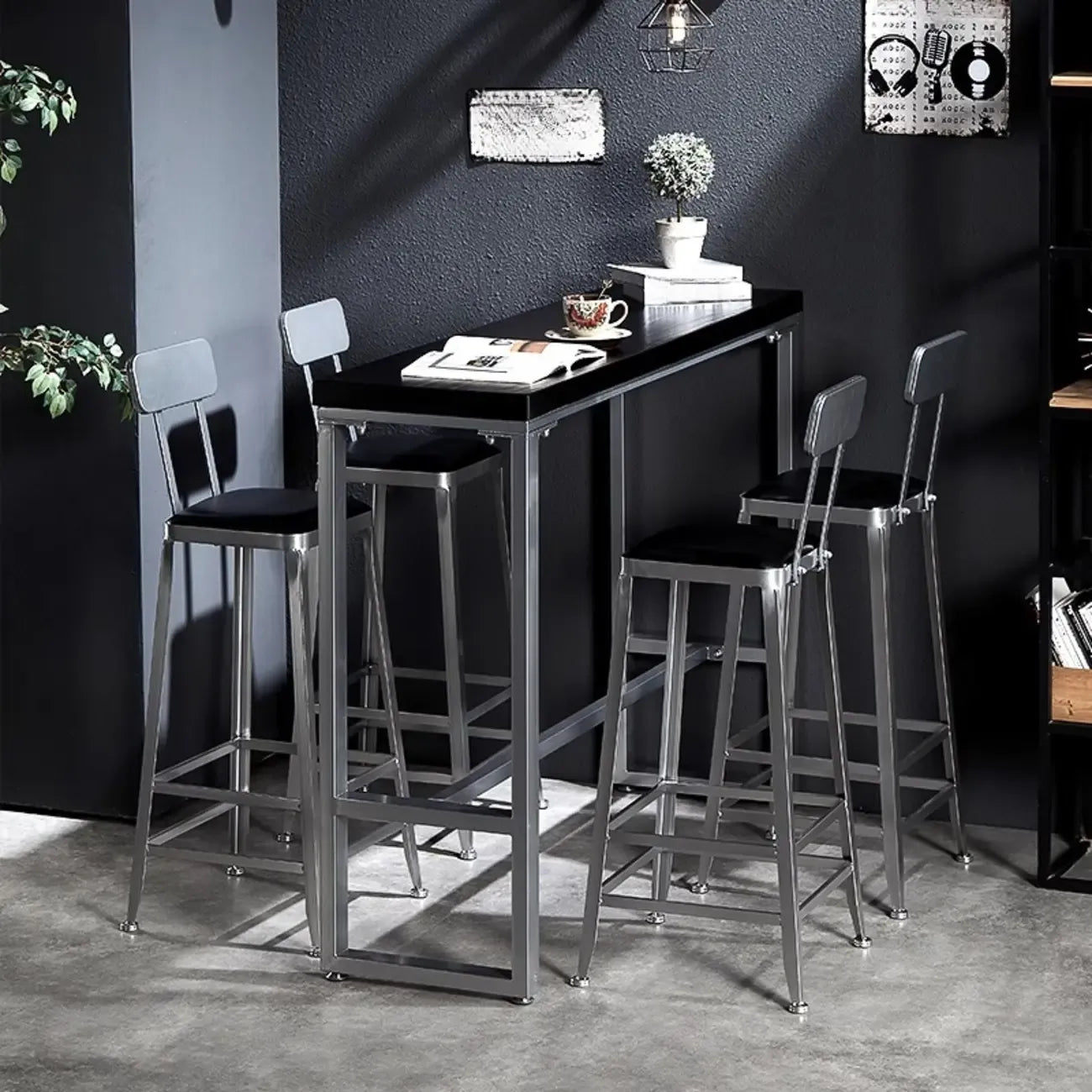 Old School Pine Coal Bistro Table with Foot Platform