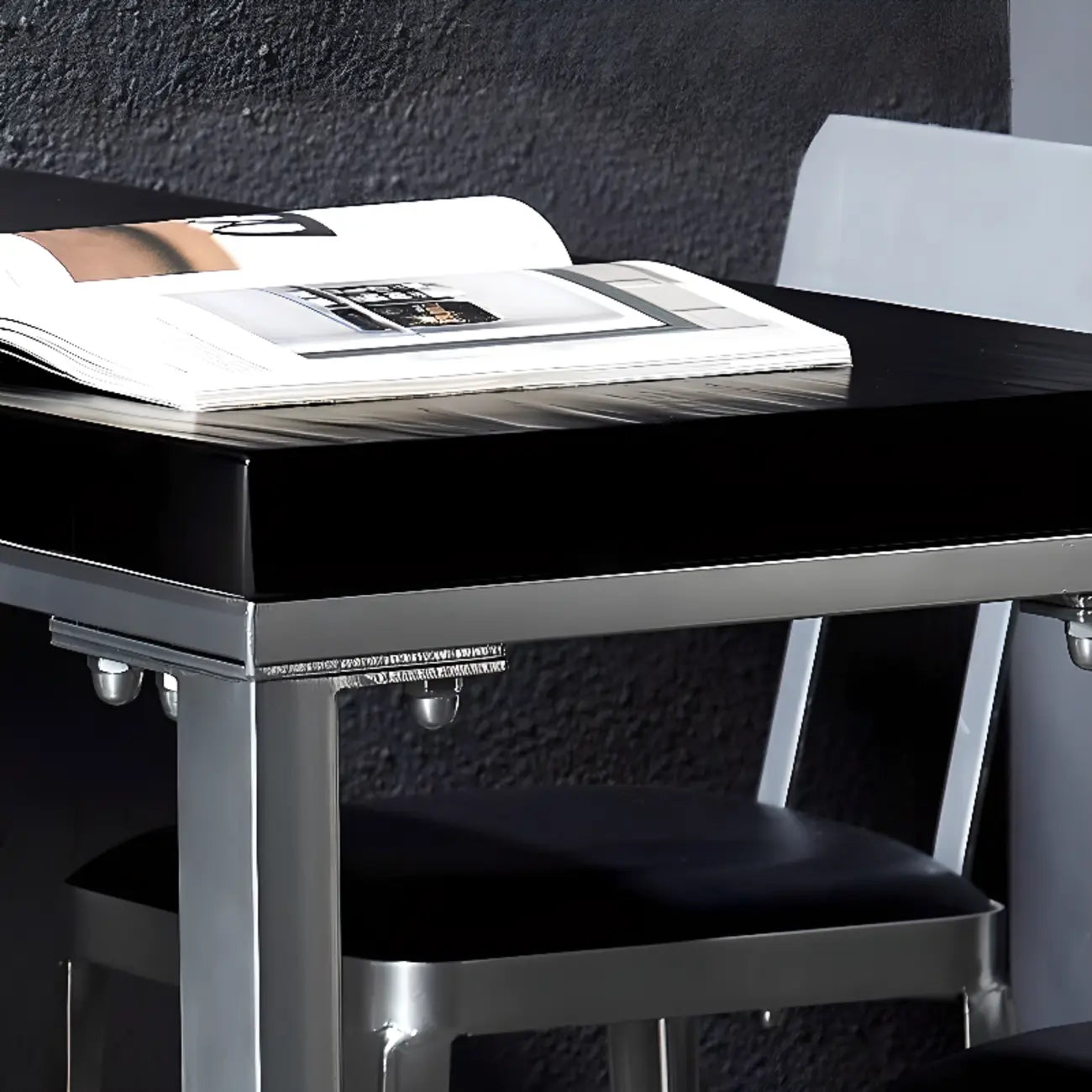 Old School Pine Coal Bistro Table with Foot Platform