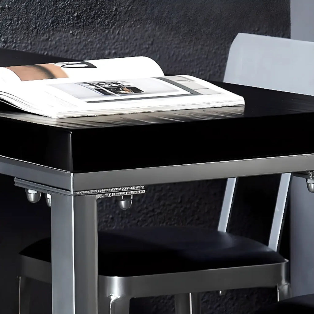 Old School Pine Coal Bistro Table with Foot Platform