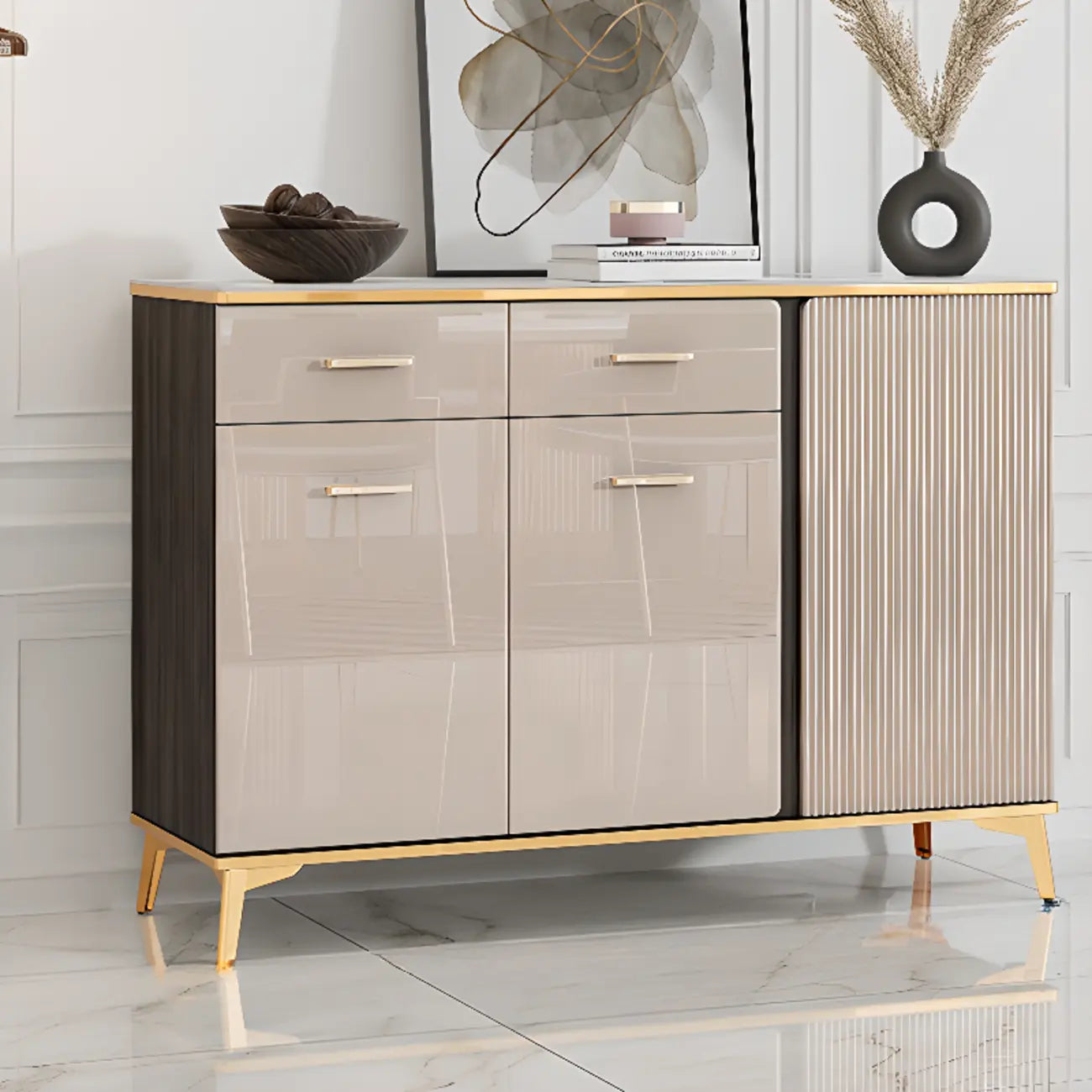 Glam Adjustable Wooden Dining Hutch China Cabinet