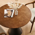 Simple Brown Wood Round Dining Table for Small Space