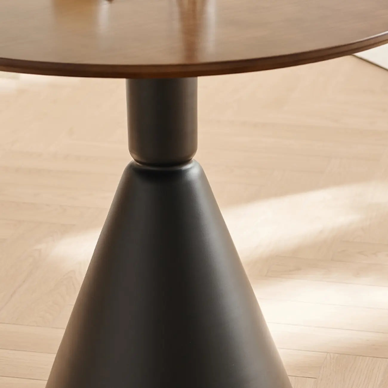 Simple Brown Wood Round Dining Table for Small Space