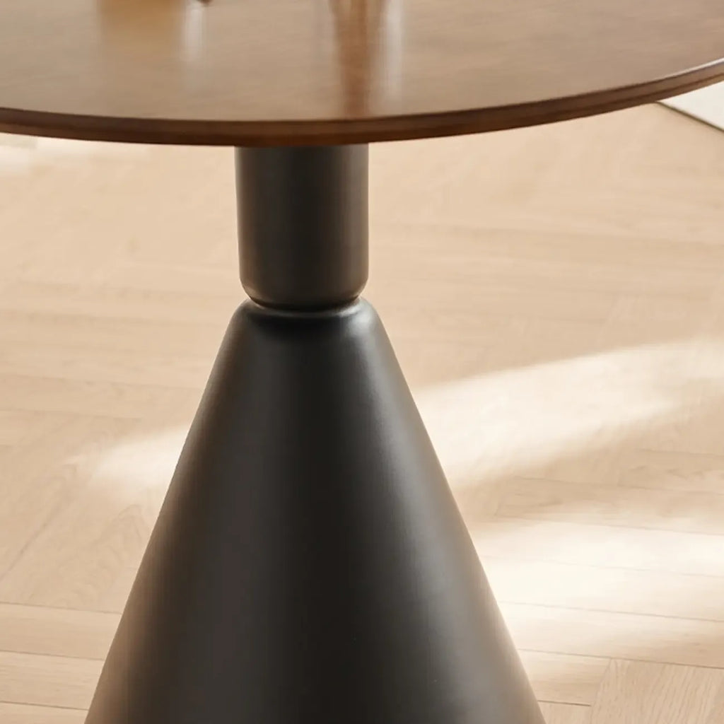 Simple Brown Wood Round Dining Table for Small Space