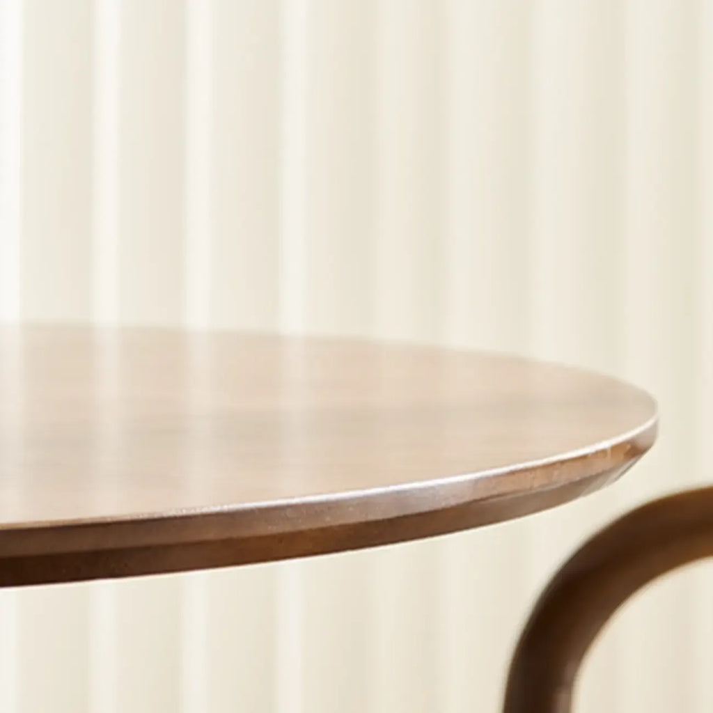 Simple Brown Wood Round Dining Table for Small Space